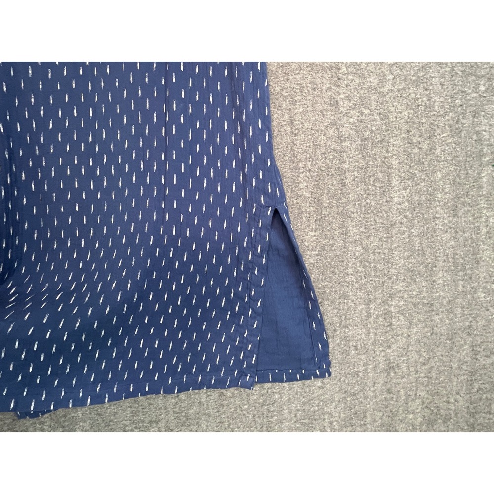 Faherty Blue Organic Cotton Midi Shift Dress Ikat M Gauzy Travel Coastal Natural - Picture 8 of 16